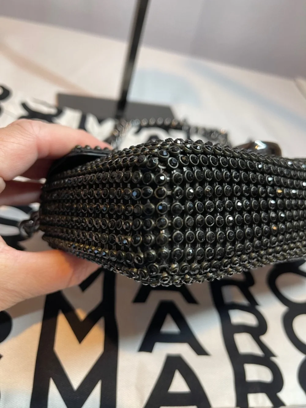 Marc Jacobs The Rhinestone J Marc Mini Shoulder Bag Black - Picture 10 of 13